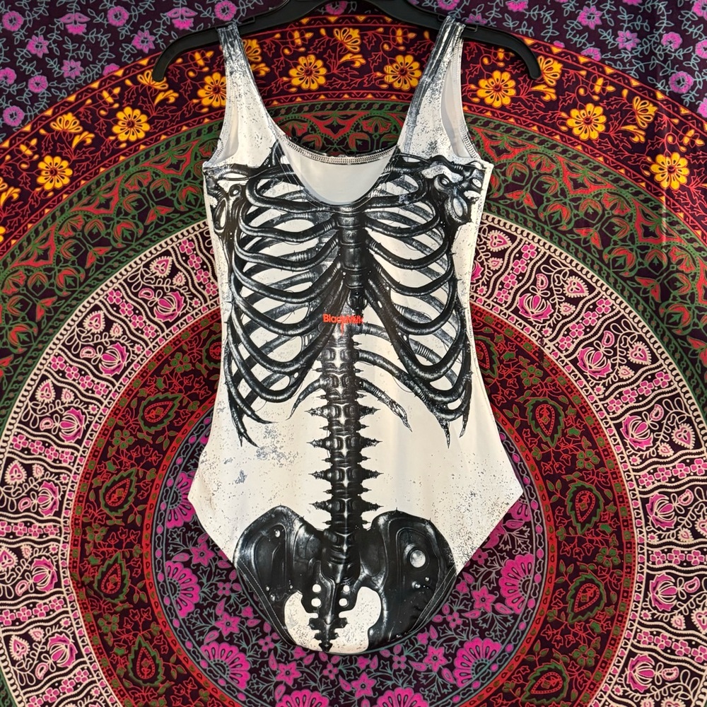 Mechanical White Ribs Swimsuit- Blackmilk Clothing- Size Small - Picture 2 of 7